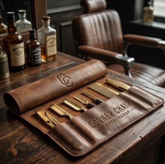 Corner Chair barber tool roll